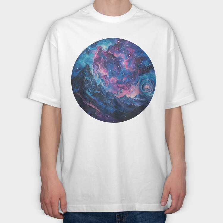 Galactic Mountain Spiral, Tricou Oversize Barbati (Unisex)