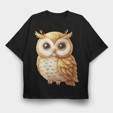 Glittery Owl Glow, Tricou Oversize Barbati (Unisex)