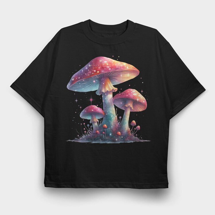 Glowing Fantasy Mushrooms, Tricou Oversize Barbati (Unisex)