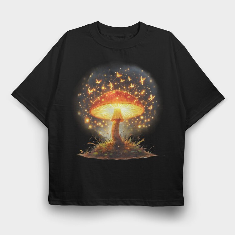 Glowing Magic Mushroom, Tricou Oversize Barbati (Unisex)