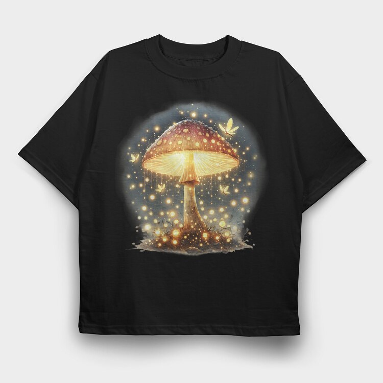Glowing Mushroom Glow, Tricou Oversize Barbati (Unisex)