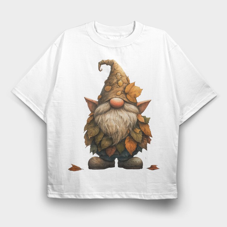 Gnome Autumn Leaves, Tricou Oversize Barbati (Unisex)