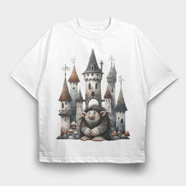 Gnome Castle Mushrooms, Tricou Oversize Barbati (Unisex)