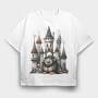 Gnome Castle Mushrooms, Tricou Oversize Barbati (Unisex)