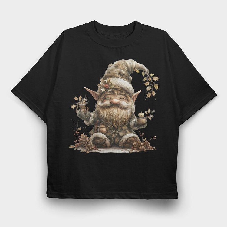 Gnome Christmas Holly, Tricou Oversize Barbati (Unisex)