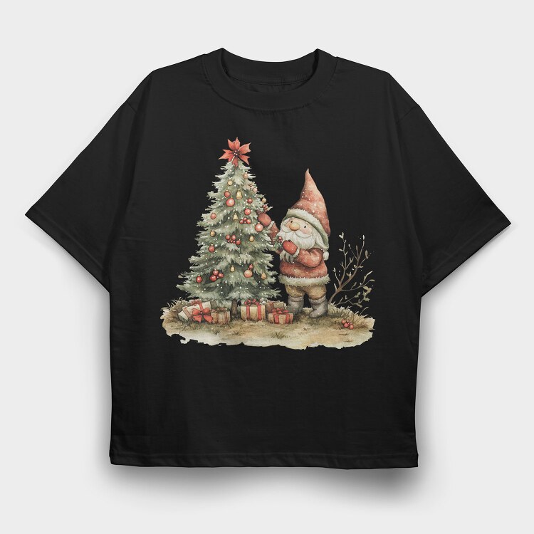 Gnome Christmas Tree, Tricou Oversize Barbati (Unisex)