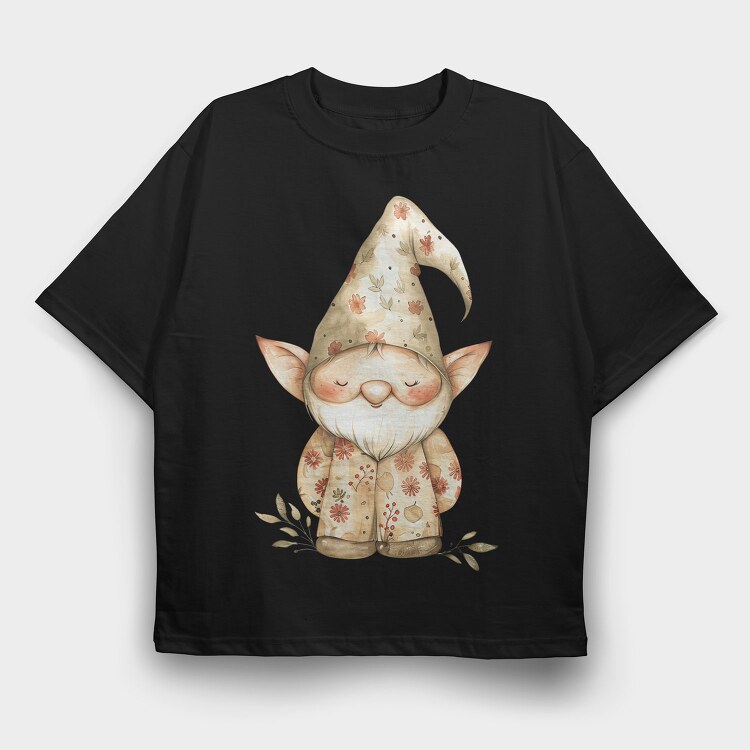 Gnome Floral Hat, Tricou Oversize Barbati (Unisex)