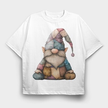 Gnome Patchwork Clipping, Tricou Oversize Barbati (Unisex)