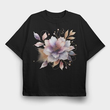 Gold Glowy Flowers, Tricou Oversize Barbati (Unisex)
