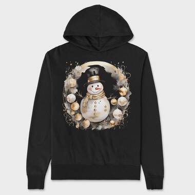 Golden Christmas Snowman, Hanorac Oversize Barbati (Unisex)