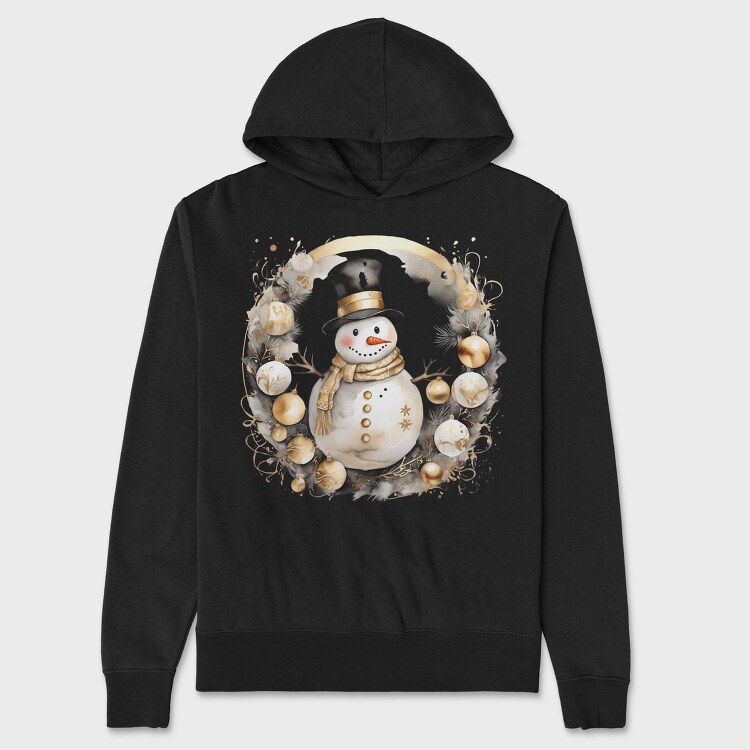 Golden Christmas Snowman, Hanorac Oversize Barbati (Unisex)