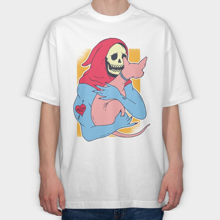 Skeleton Sphynx Cat, Tricou Oversize Barbati (Unisex)