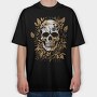Skull Gold Leaves, Tricou Oversize Barbati (Unisex)