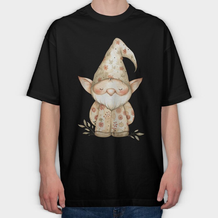 Gnome Floral Hat, Tricou Oversize Barbati (Unisex)