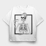 Skull Messy Bun Coffee, Tricou Oversize Barbati (Unisex)