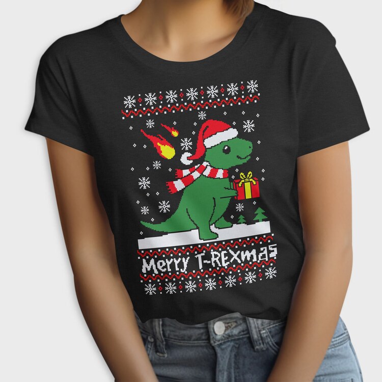 Dino Xmas Sweater, Tricou Femei
