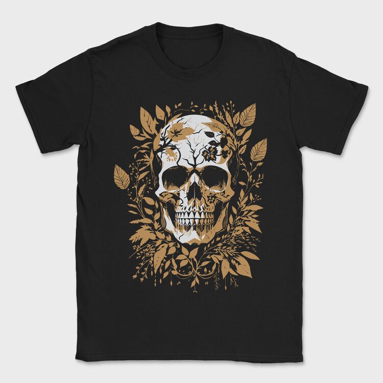 Skull Gold Leaves, Tricou Barbati (Unisex)
