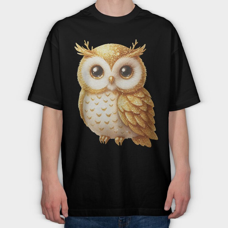 Glittery Owl Glow, Tricou Oversize Barbati (Unisex)