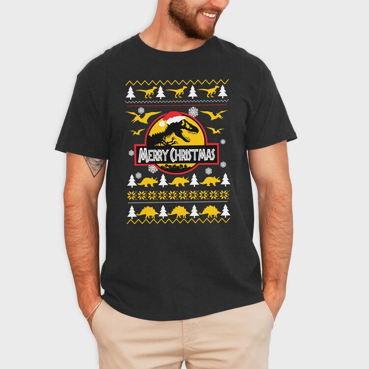 Dino Xmas, Tricou Barbati (Unisex)