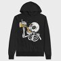Skull Drinking Beer, Hanorac Oversize Barbati (Unisex)