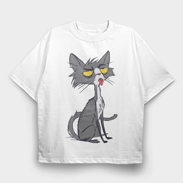 Skinny Funny Cat, Tricou Oversize Barbati (Unisex)
