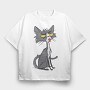 Skinny Funny Cat, Tricou Oversize Barbati (Unisex)
