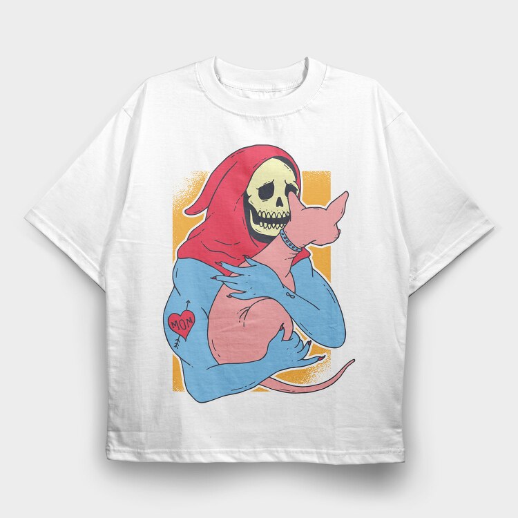 Skeleton Sphynx Cat, Tricou Oversize Barbati (Unisex)
