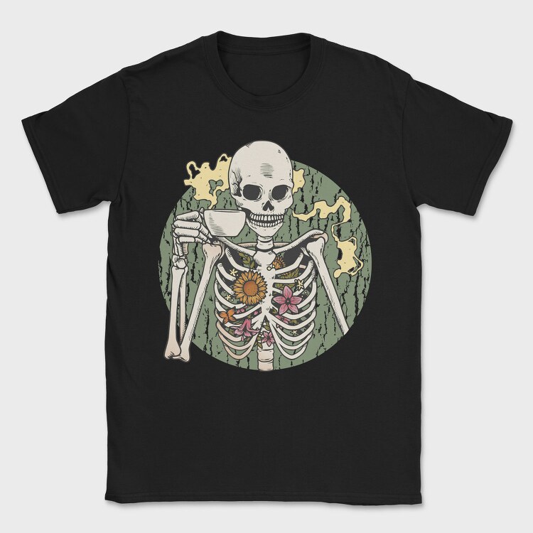 Skeleton With Coffee, Tricou Barbati (Unisex)