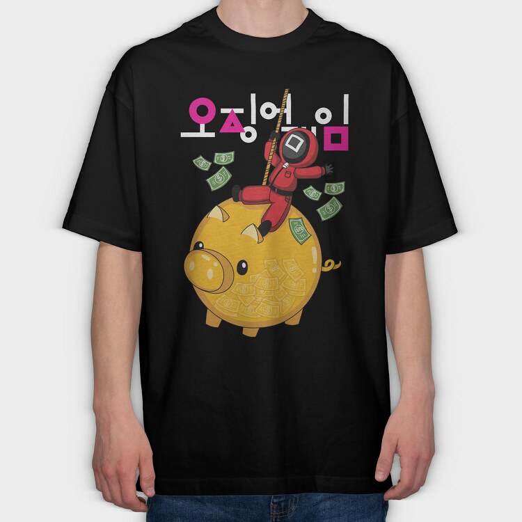 Piggy Bank Climb, Tricou Oversize Barbati (Unisex)