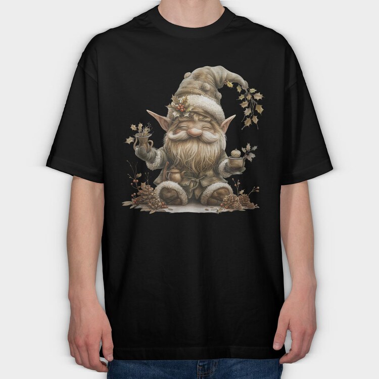Gnome Christmas Holly, Tricou Oversize Barbati (Unisex)