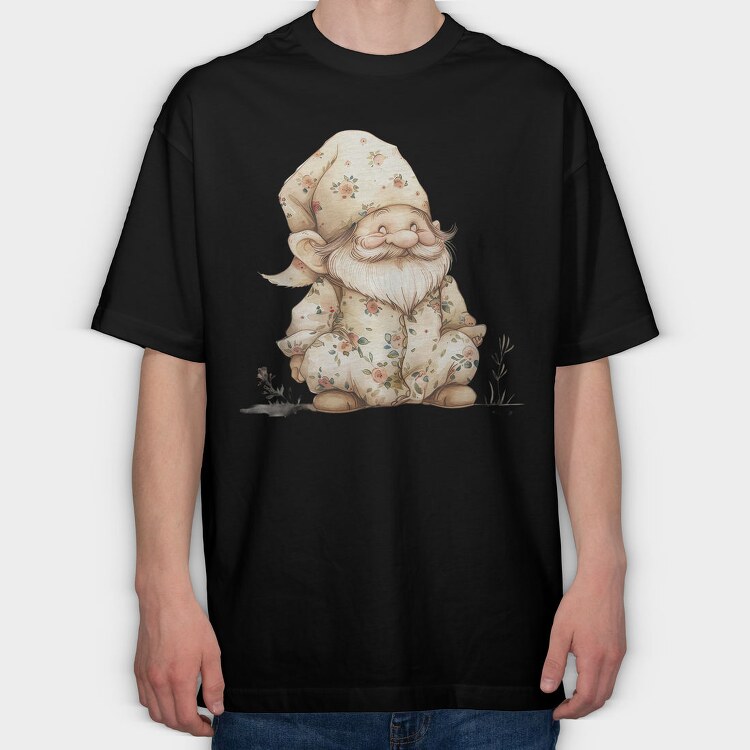 Gnome Flower Hat, Tricou Oversize Barbati (Unisex)
