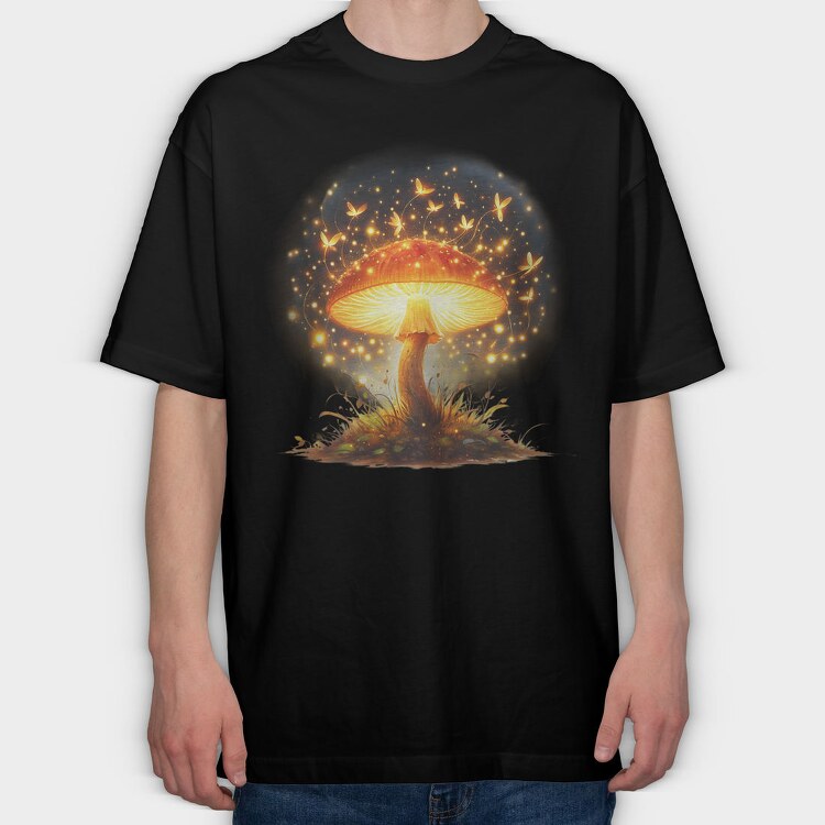 Glowing Magic Mushroom, Tricou Oversize Barbati (Unisex)
