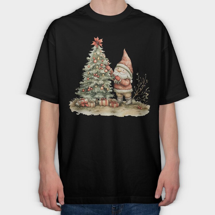Gnome Christmas Tree, Tricou Oversize Barbati (Unisex)