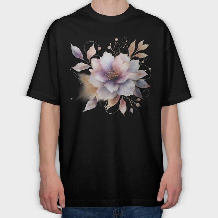 Gold Glowy Flowers, Tricou Oversize Barbati (Unisex)