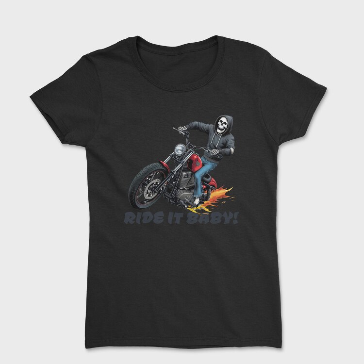 Skeleton Flames Moto, Tricou Femei