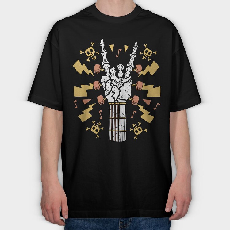 Skeleton Hand Guitar, Tricou Oversize Barbati (Unisex)