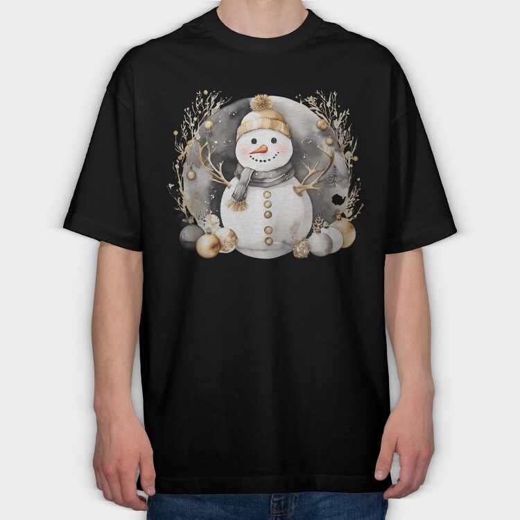 Gold Snowman Circle, Tricou Oversize Barbati (Unisex)
