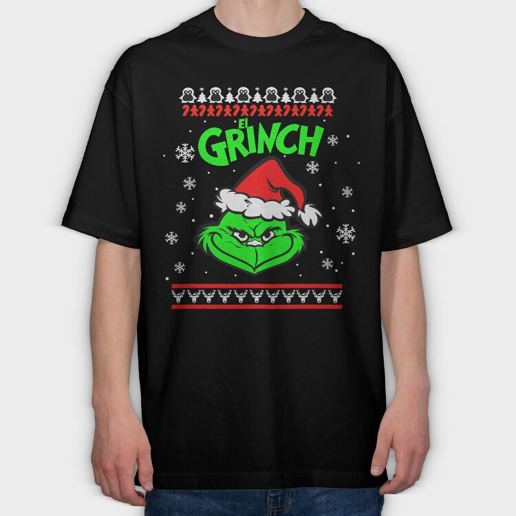 El Grinch Xmas, Tricou Oversize Barbati (Unisex)