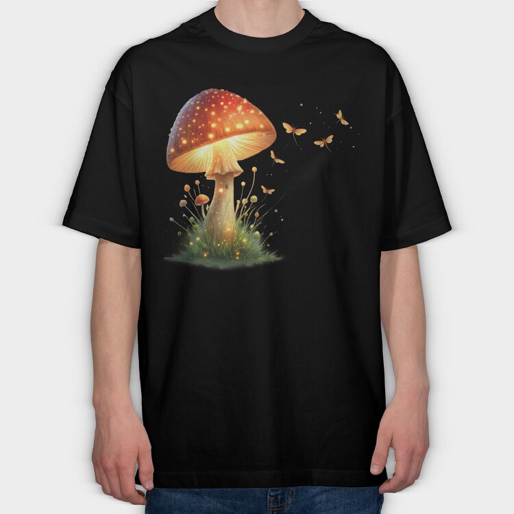 Glowing Mushroom Mystique, Tricou Oversize Barbati (Unisex)