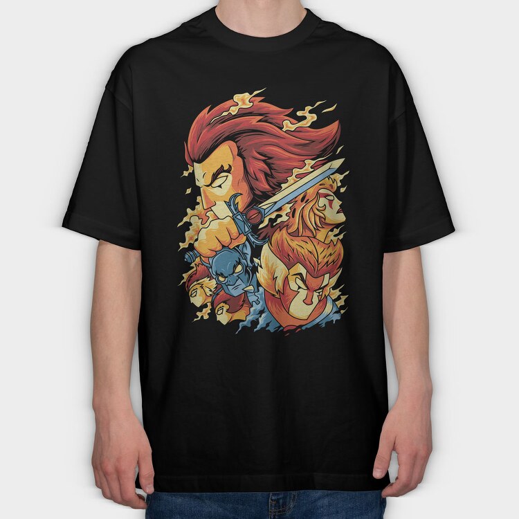 Flame Warrior, Tricou Oversize Barbati (Unisex)