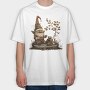 Gnome Holding Cup Of Tea, Tricou Oversize Barbati (Unisex)