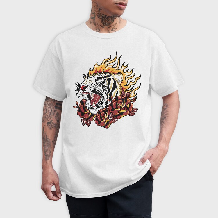 Flaming Tiger Roar, Tricou Barbati (Unisex)