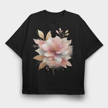 Golden Flower Bloom, Tricou Oversize Barbati (Unisex)