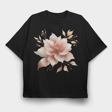 Golden Flower Glow, Tricou Oversize Barbati (Unisex)