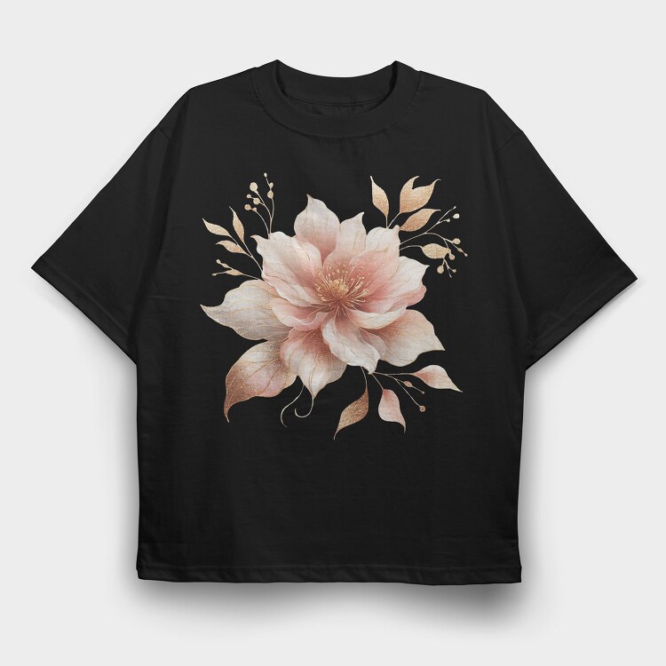 Golden Flower Glow, Tricou Oversize Barbati (Unisex)