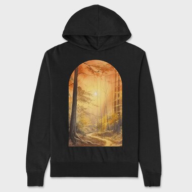 Golden Forest Sunset, Hanorac Oversize Barbati (Unisex)