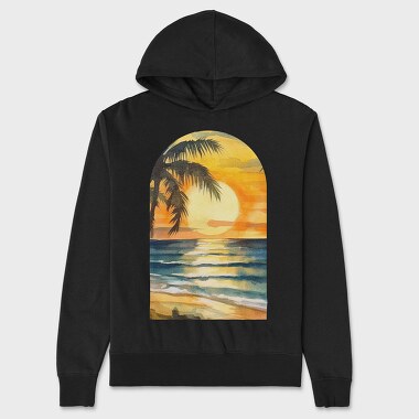 Golden Palms Dawn, Hanorac Oversize Barbati (Unisex)