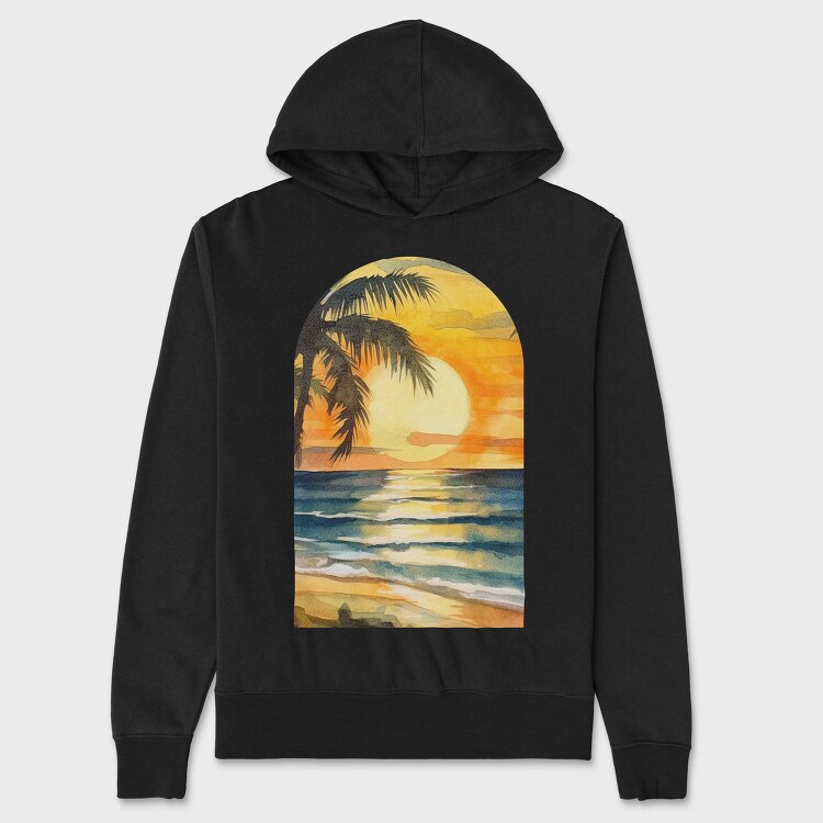 Golden Palms Dawn, Hanorac Oversize Barbati (Unisex)