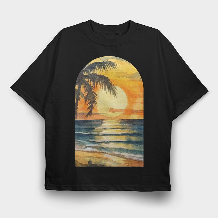 Golden Palms Dawn, Tricou Oversize Barbati (Unisex)