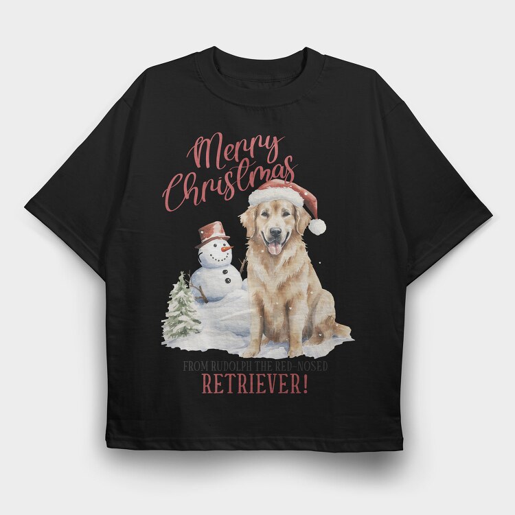 Golden Retriever Christmas Puns, Tricou Oversize Barbati (Unisex)